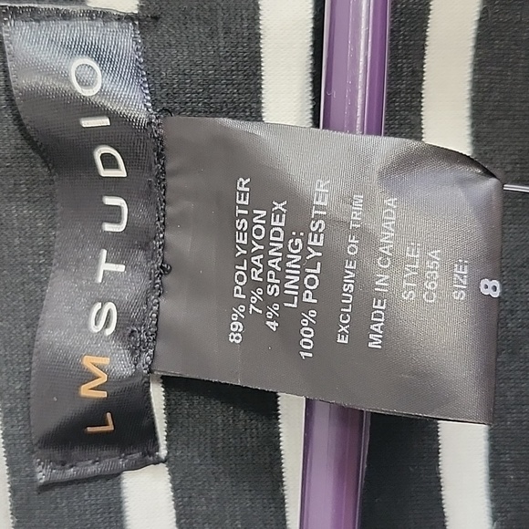 LM Studio Black/White Zebra Striped Button Up Blazer With Lined Back Canadian - Picture 5 of 9